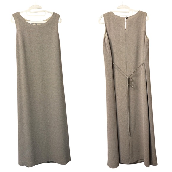 Maggy London Dresses & Skirts - Vintage Maggy London Beige‎ Knit Slip on Maxi Dress Sleeveless Waist Tie Size 8